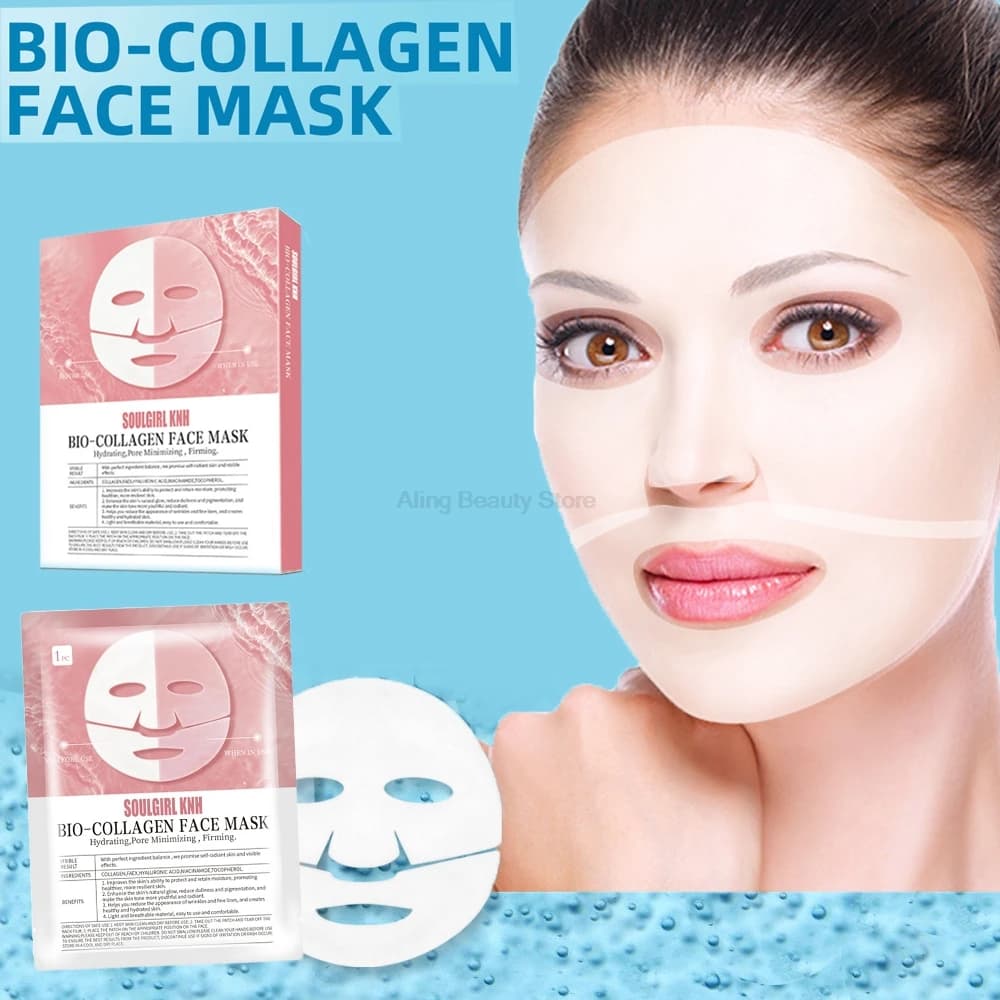 5PCS Assorbibile Bio-Colagene Maschera Per Il Viso Anti Invecchiamento Rassodante Lifting Ridurre I Pori Nutrire Schiarente Idratante Cura Della Pelle