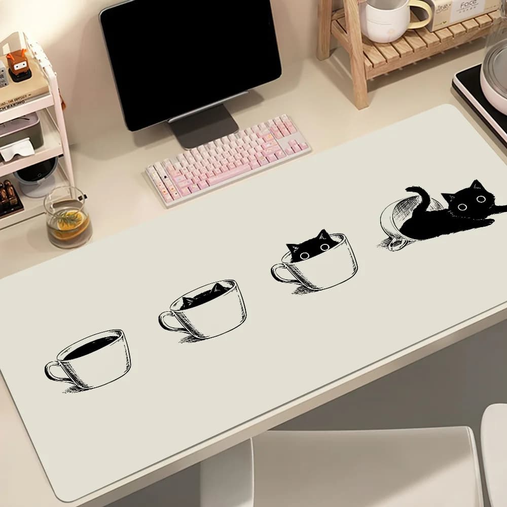Cute Black Cat Mouse Pad Non-slip Thickened MousePad Student Gaming Cushion Large Writing Lockedge Office