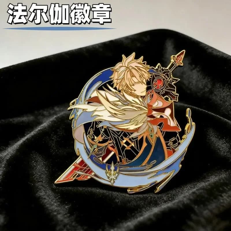 Genshin Impact Varka Kawaii Metal Badge Brooch Pin Collection Anime Cosplay Backpack badge Halloween Accessori Regalo
