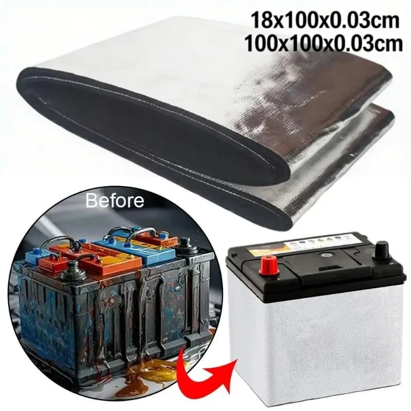 3MM Auto Battery Thermal Insulation Cover,Heat Reflective Aluminum Foil Fireproof Blanket,Engine Bay Heat Insulation Mat for Car