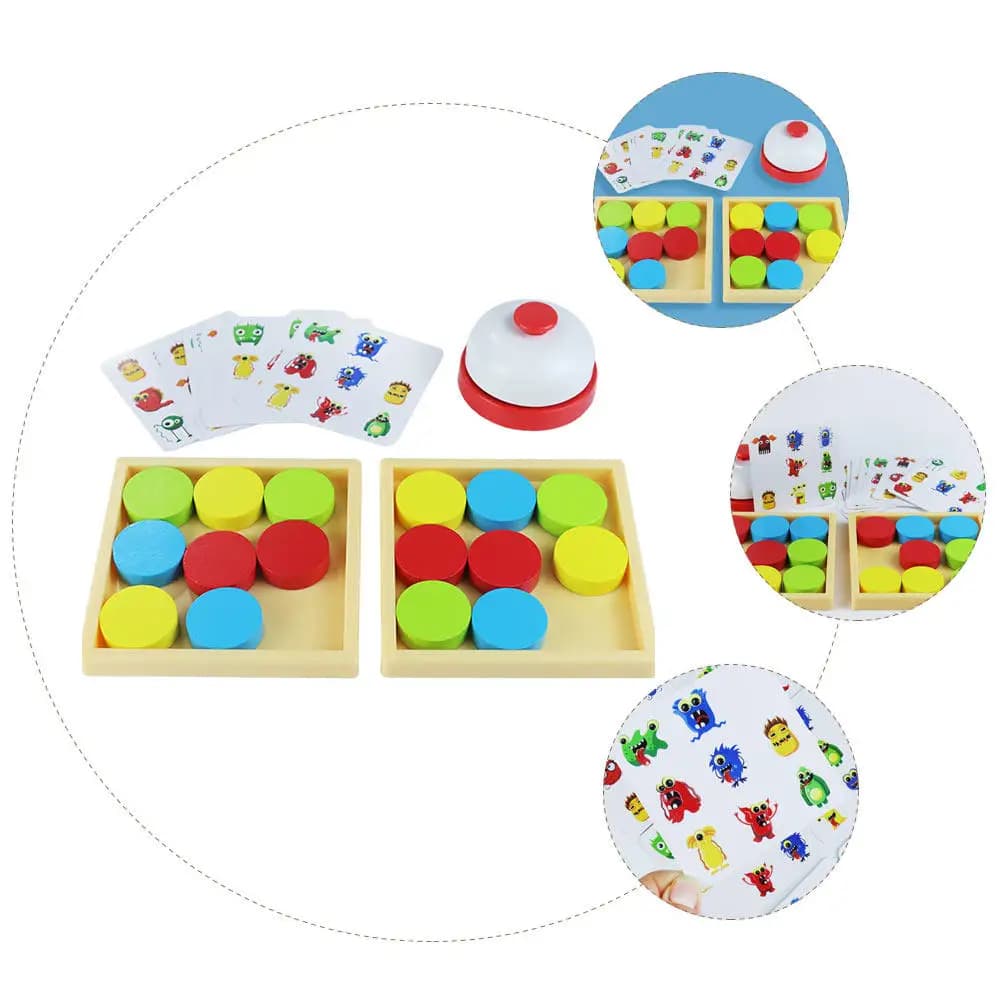 Set Gioco da Tavolo in Legno per l'Educazione Precoce, Gioco Interattivo Genitore-Figlio, Allenamento Logico e Riconoscimento dei Colori
