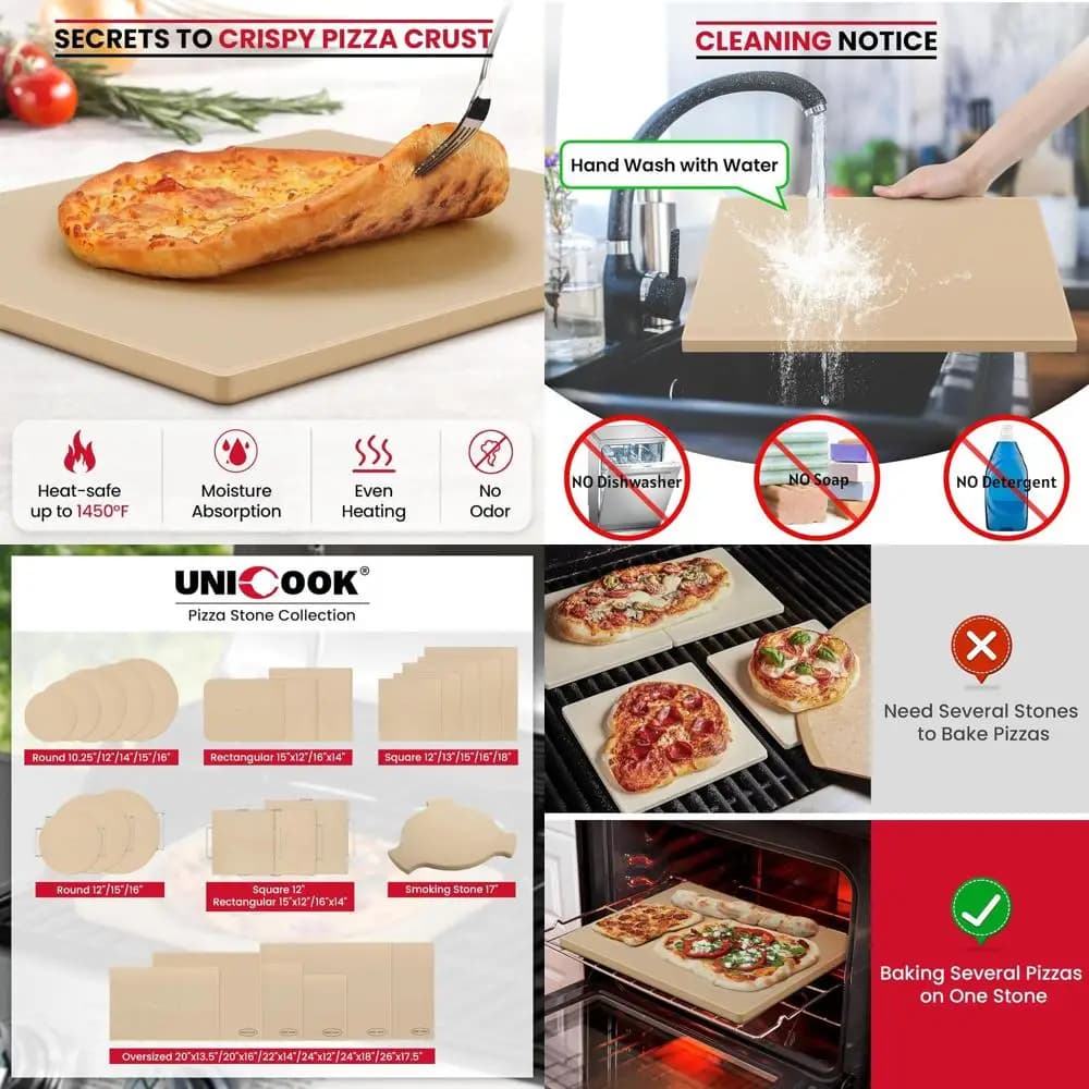 20 pietre per pizza rettangolari: cordierite resistente per pizzas personali grandi o doppie, teglia resistente agli urti termici