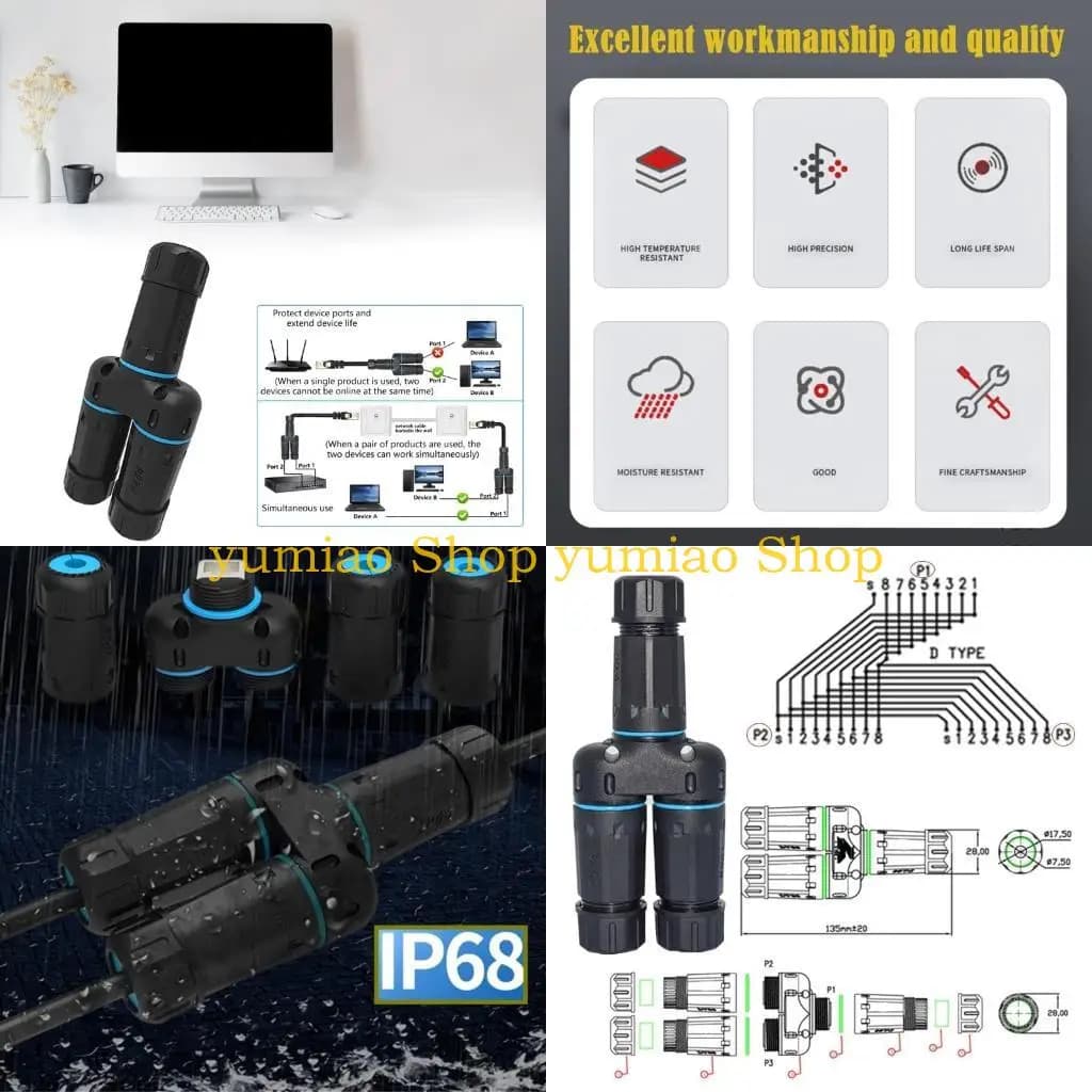 587B CAT6 RJ45 Ethernet splitter adapter for dual network connection IP68 INTERIFROWE 2 OF SETALY SEPTEMBER