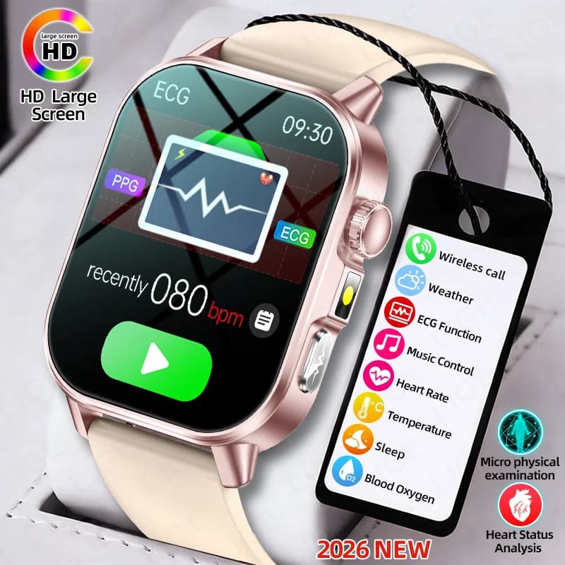LIGE 2026 Nuovo Smartwatch ECG+PPG per Donne, Misurazione Lipidi nel Sangue, Acido Urico, BMI, Ciclo Mestruale, Braccialetto Intelligente per la Salute