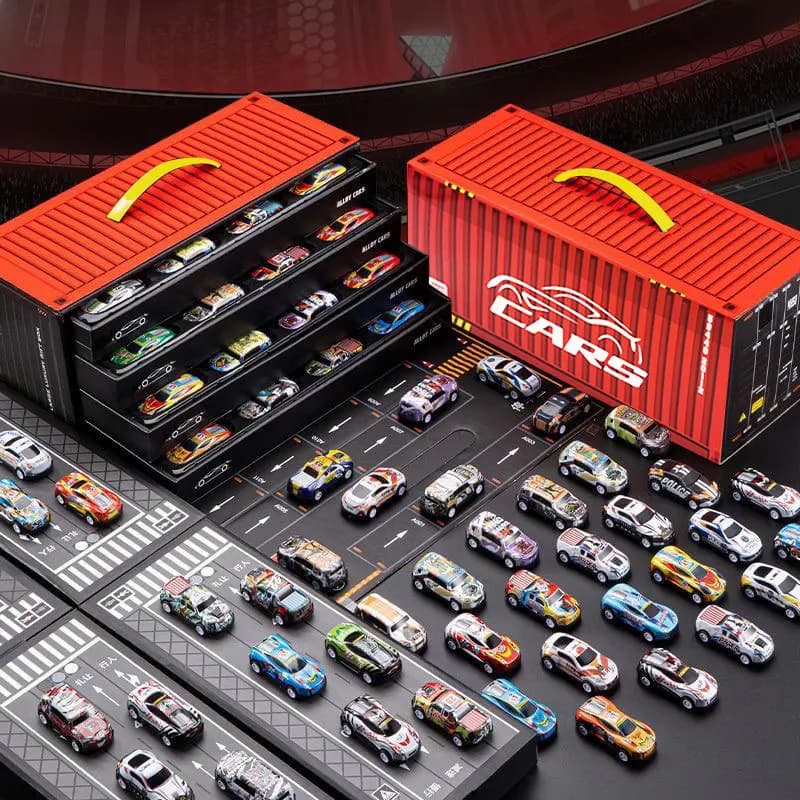 Gift Box Version: 48-Piece Alloy Car Set, Children's Toy Car, Tin Car, Racing Model, Classic Car Model, Christmas Gift