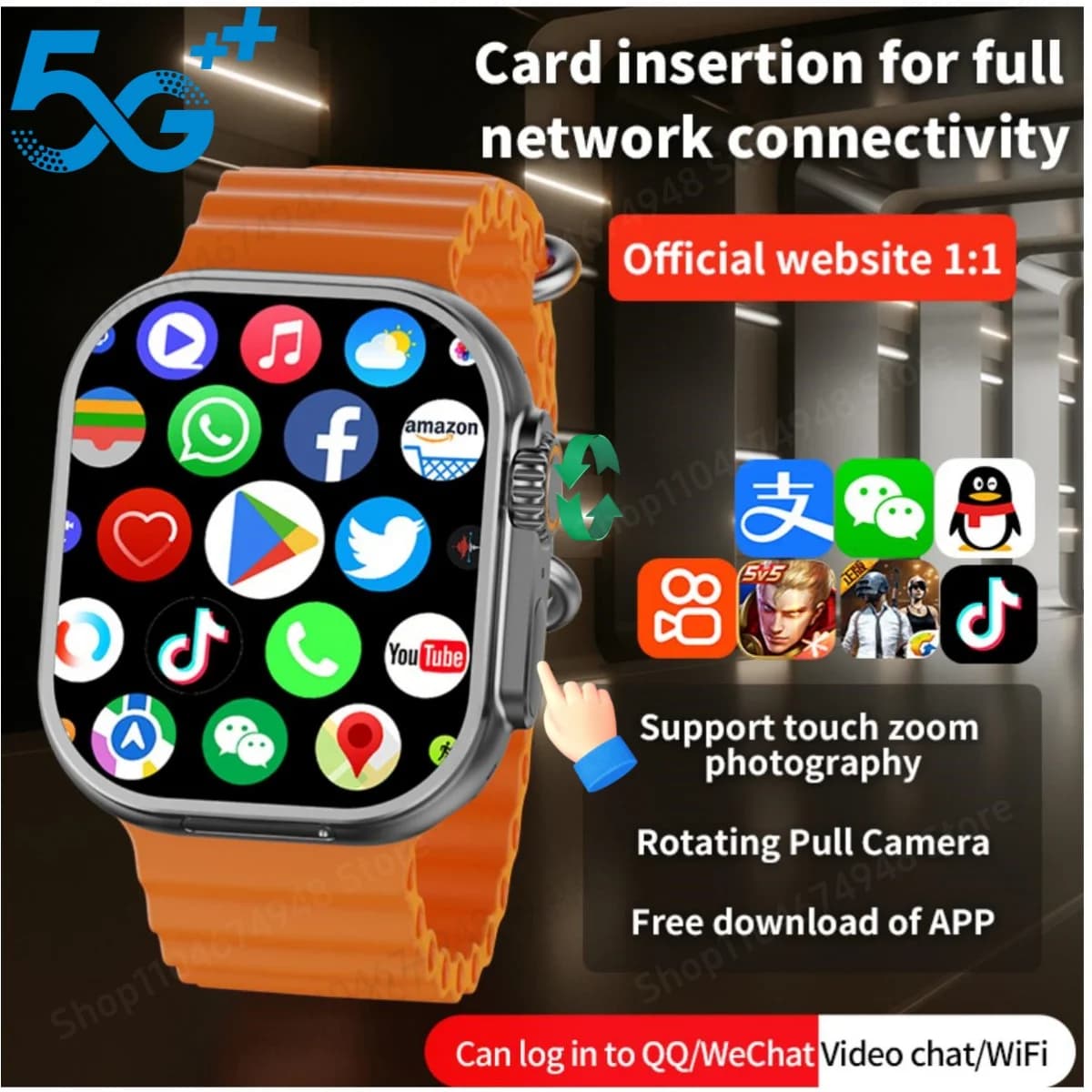 S10 Ultra CD12 Smartwatch Android 10.0 5G LTE Full Netcom Sim Card Rotary Camera GPS WIFI Encoder tattile 4G Smart Watch Uomo Donna