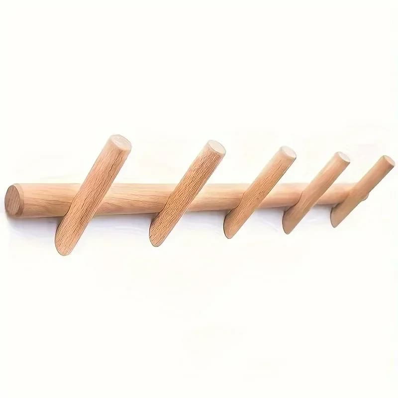 Wall Hanging Storage for Clothes Hat Keys Organizer Hanger Hallway Entrance Decor Nordic Solid Wood Coat Rack with 4/5 Hooks D14