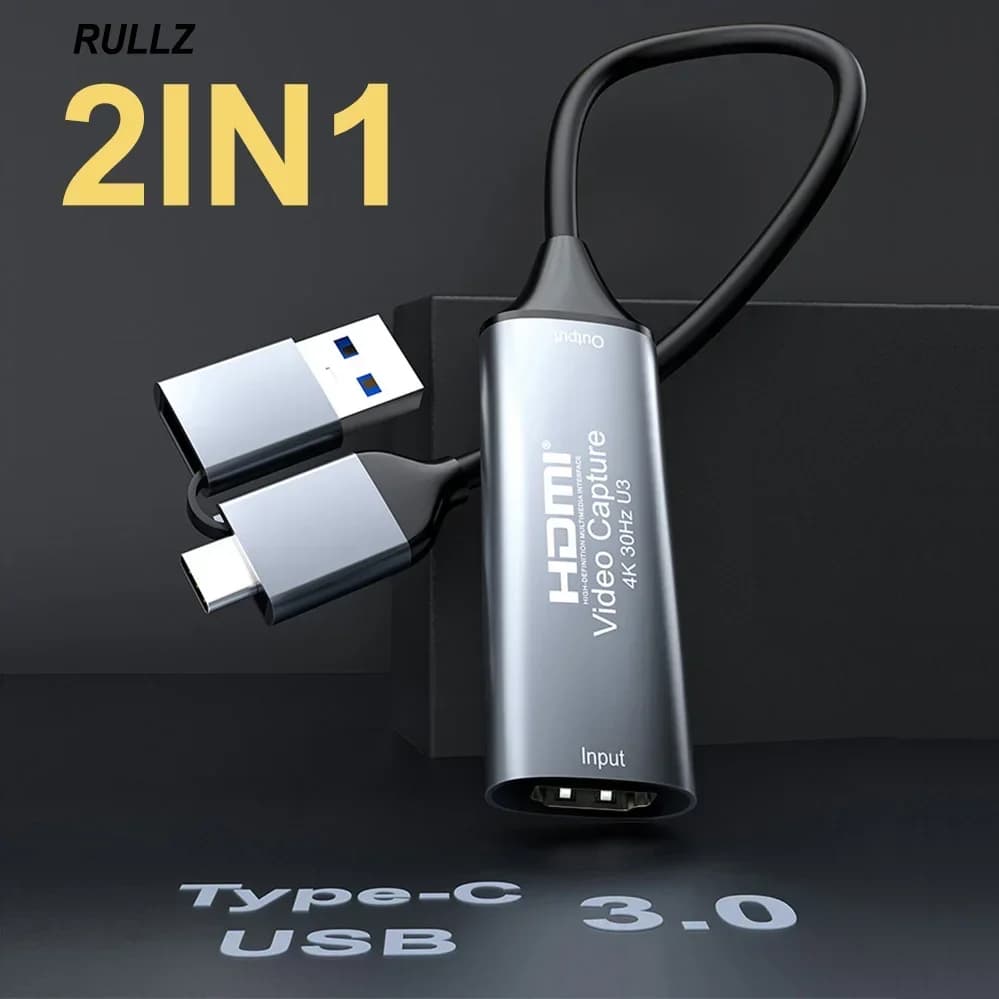 4K HDMI Video Capture Card to USB 3.0 Type C Grabber Video for Xbox Switch PS4 Ps5 Live Streaming Camera 1080Pp60 Game Recording