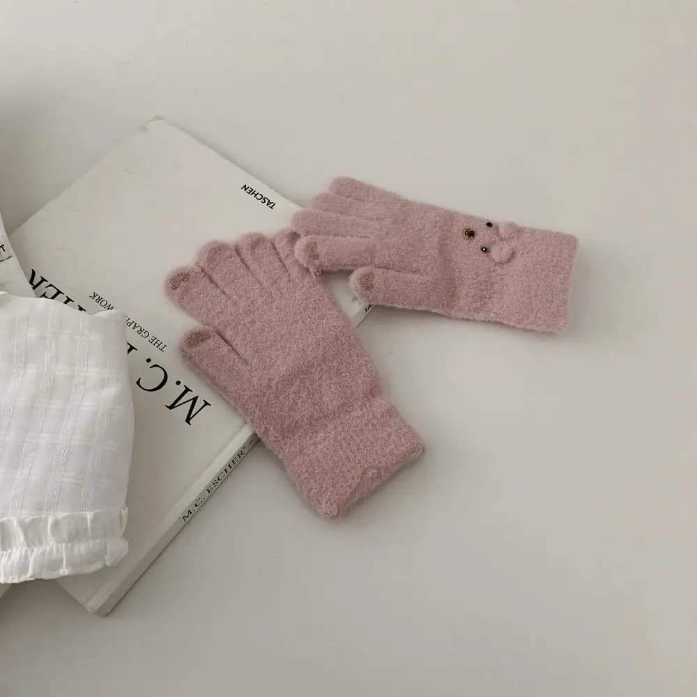Guanti da lavoro a maglia color caramello Touch screen a cinque dita Guanti a dita intere Guanti da guida da ciclismo caldi antivento invernali