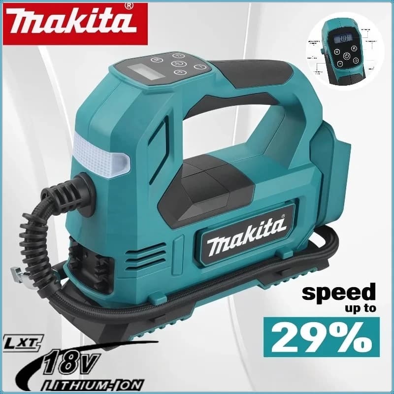 Pompa per Pneumatici Makita con Display Digitale del Compressore d'Aria, Utensile Elettrico, Pompa d'Aria Senza Fili Portatile