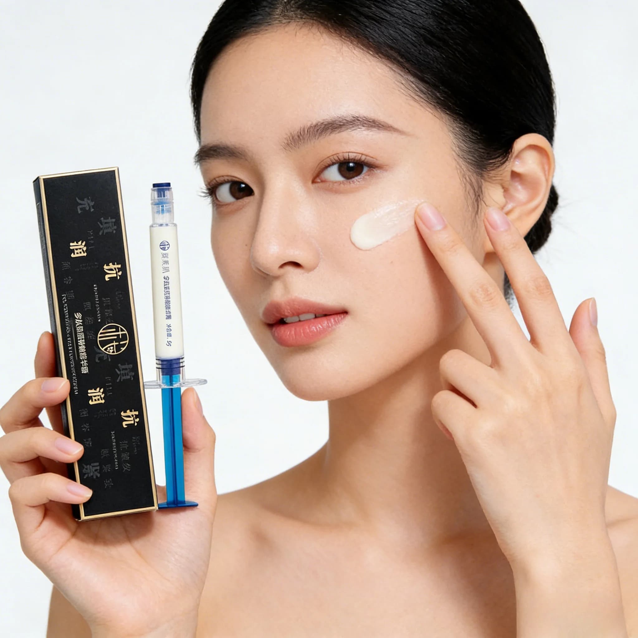 Face cream to the essence of polypeptidic collagen, delicate, not irritating, smoothing, to repair thin lines of the skin, skin care