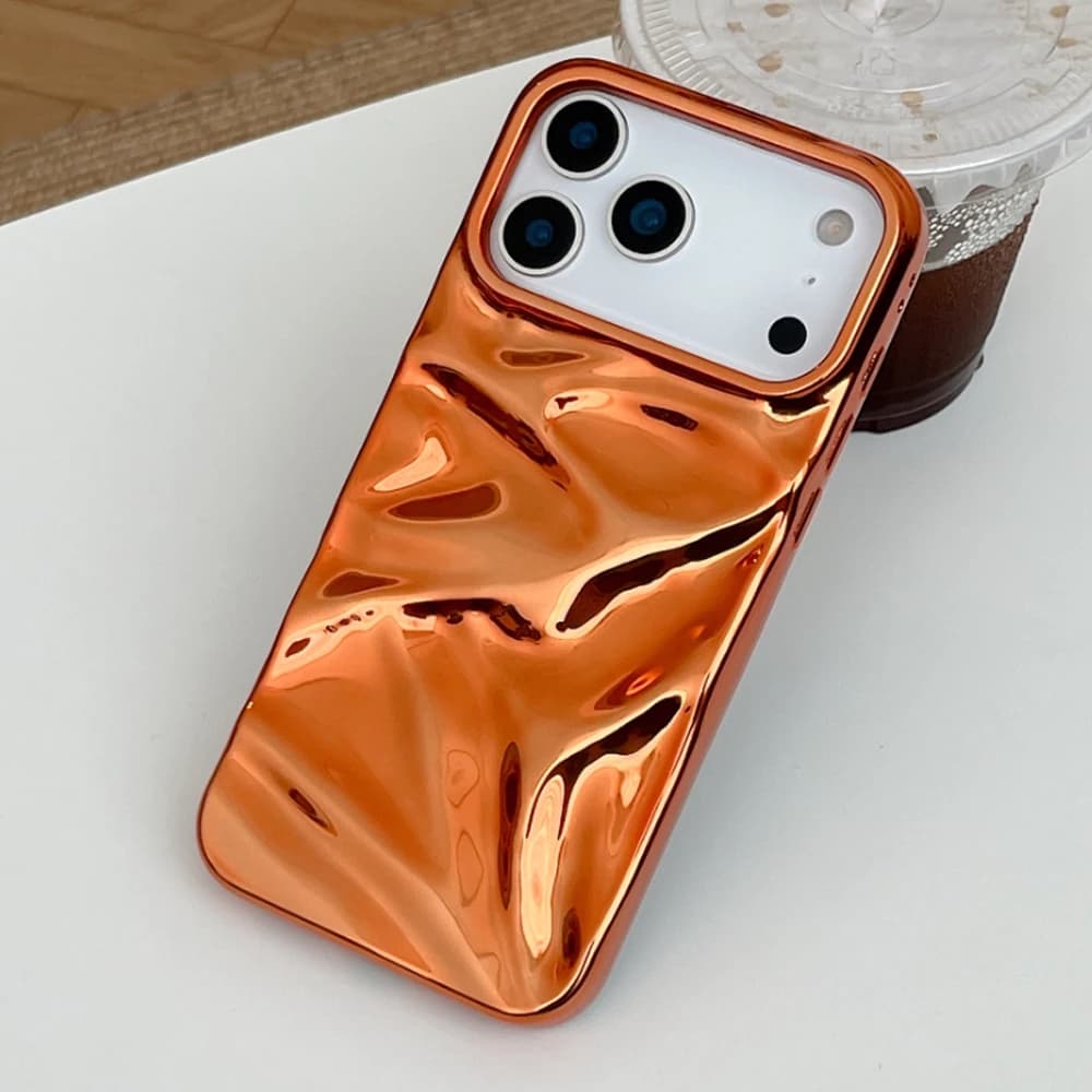 Custodia per telefono con ondulazione dell'acqua arancione elettrolitico di lusso per iPhone 11 12 13 14 15 16 17 Pro Max 16 Plus Custodia morbida antiurto per paraurti