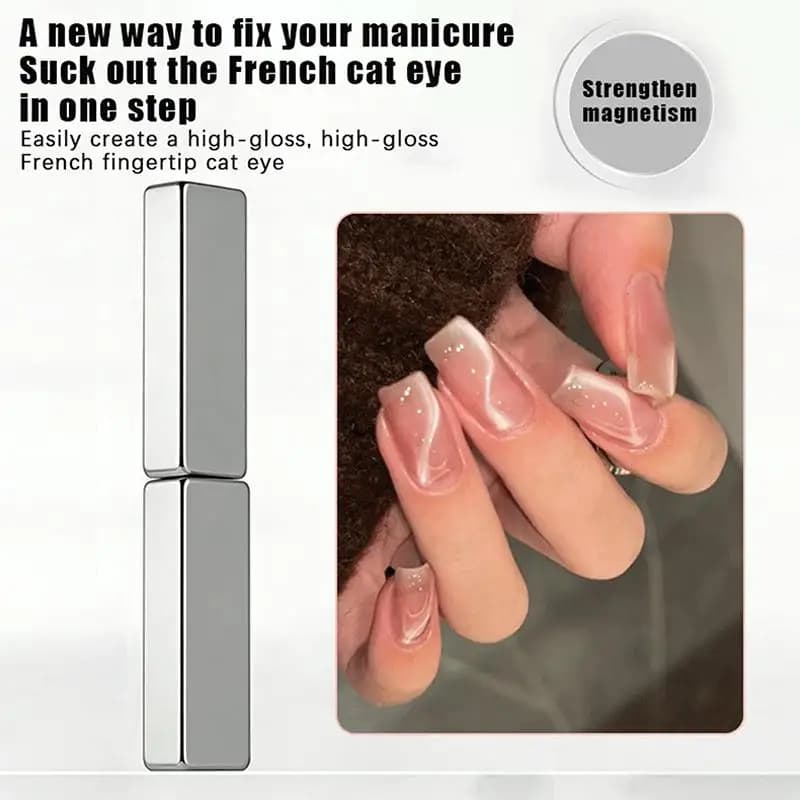 Magnete per Unghie Super Potente a Striscia Spessa Effetto Occhio di Gatto per Smalto Gel, Effetto Linea 3D, Stile Francese, Penna Magnetica Multifunzione, Strumenti per Nail Art