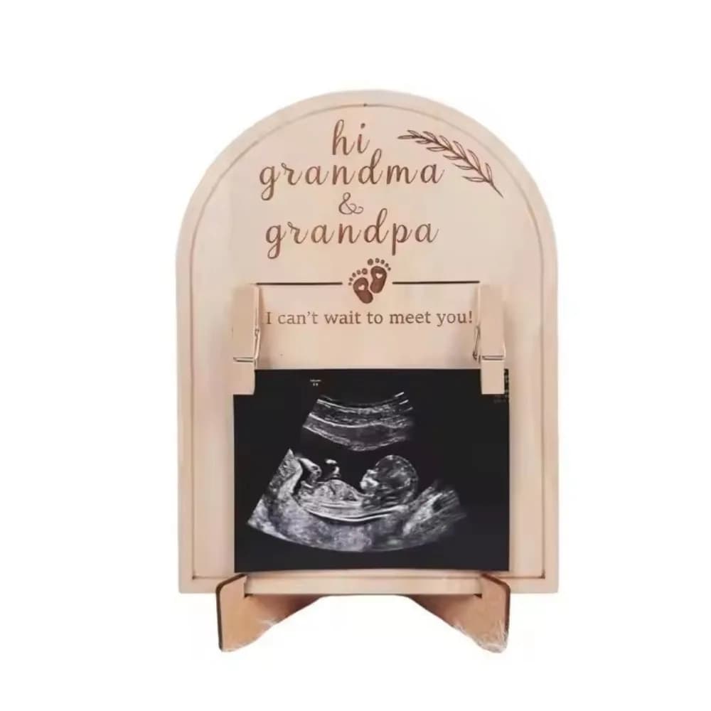 Wooden Stands Baby Ultrasound Frame Rustic Maternity Gift Sonogram Picture Frame with Clip Sentimental Ultrasound Photo Frame