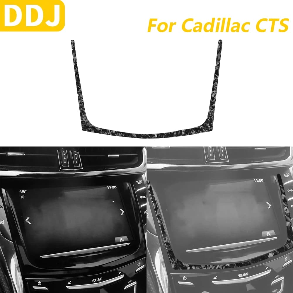 For Cadillac CTS 2014-2019 Forged In Carbon Fiber Central Control Navigation Frame Screen Coating Panel Auto Accessories Sticker