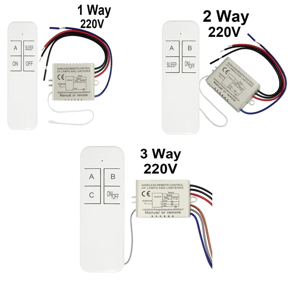 Interruttore della luce del telecomando senza fili 220V Ricevitore trasmettitore ON OFF digitale per sistema di controllo remoto della lampada da parete a 1 2 3 vie