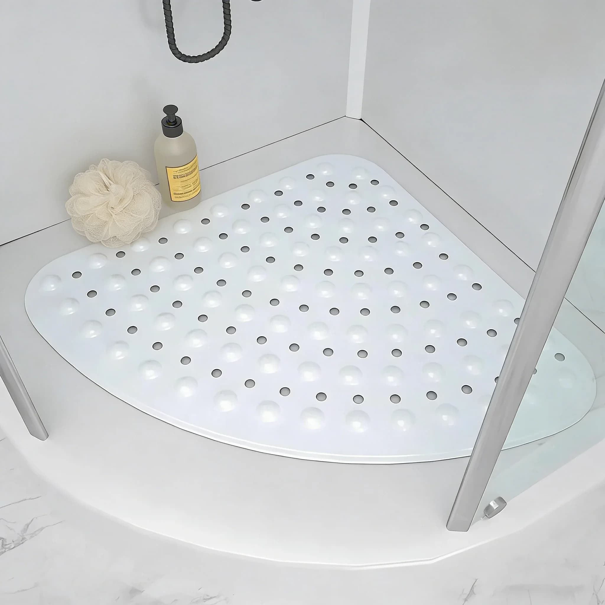 Tappetino da doccia antiscivolo Coner da 1 pezzo per bagno con tazze scuzioni, tappetino da bagno in PVC sicuro da 21x21 pollici, tappeto da bagno, accessori per la decorazione del bagno
