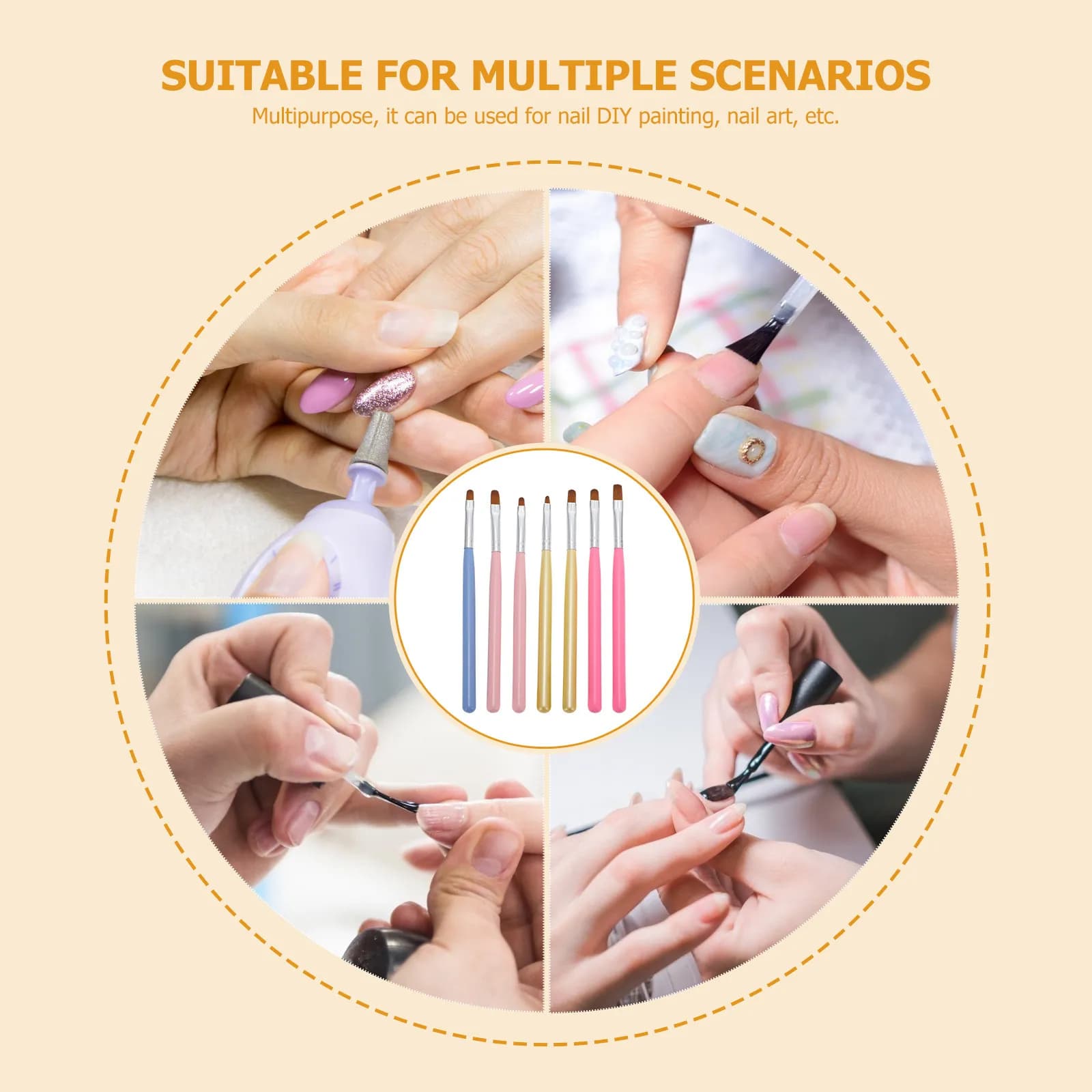 Set di 7 Penne Professionali per Nail Art, Impugnatura Premium, Applicazione Fluida, Kit per Colorazione Gel Unghie e Manicure