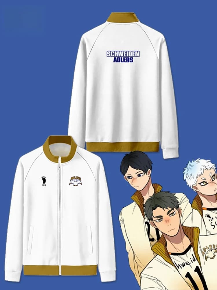 Felpa con cappuccio cosplay da pallavolo per ragazzi, giacca con collo alto, autunno inverno, alla moda, in poliestere