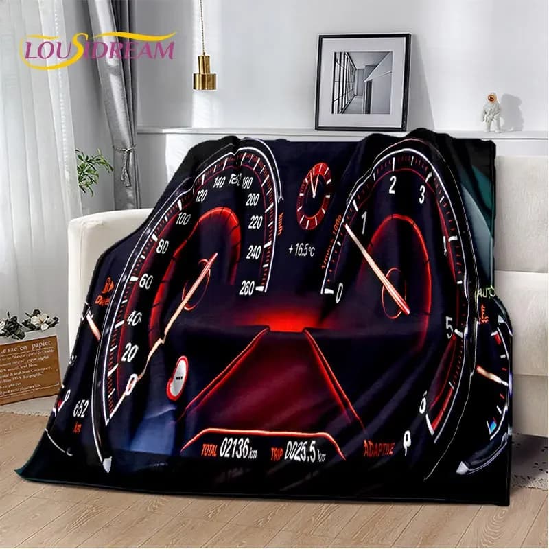 3D Racing Car Dashboard Soft Plush Quilt Blanket,Flannel Blanket Throw Blanket for Living Room Bedroom Bed Sofa Picnic Cover