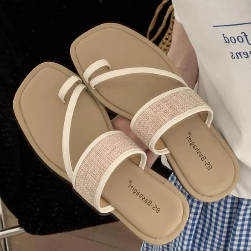 Women's summer shoes with square tip and square tip Simple non-slip beach shoes for holidays