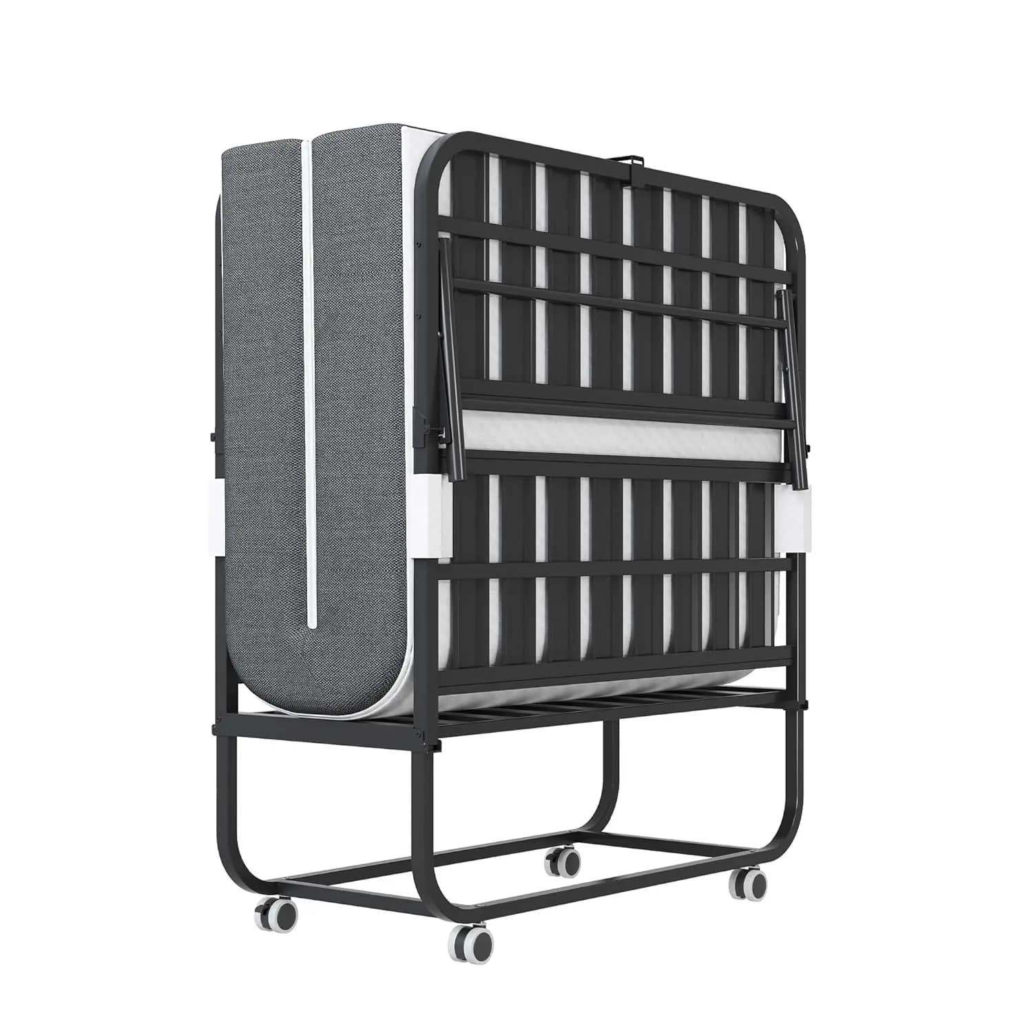 75"x38" Foldable Bed with Memory Foam Mat, Metal Guest Portable Bed Resistant with Dust Cover, Customizable