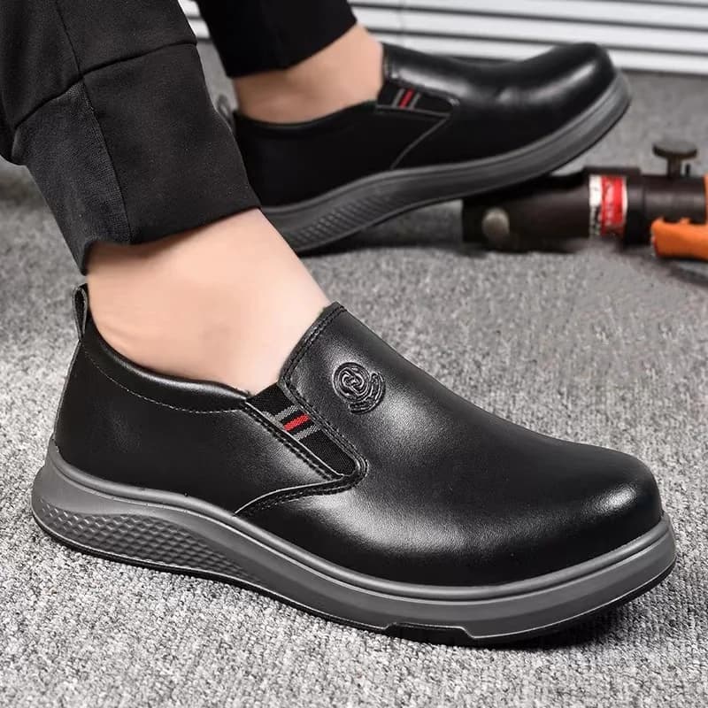 big size mens leisure steel toe caps working safety shoes worker slip-on flats shoe soft leather tooling security low boots mans