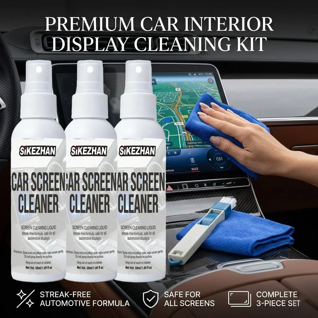 Kit di Pulizia Schermi Multiuso con Spray, Panno in Microfibra e Spazzolina per Schermi Touch Tesla, GPS, Laptop e Telefoni