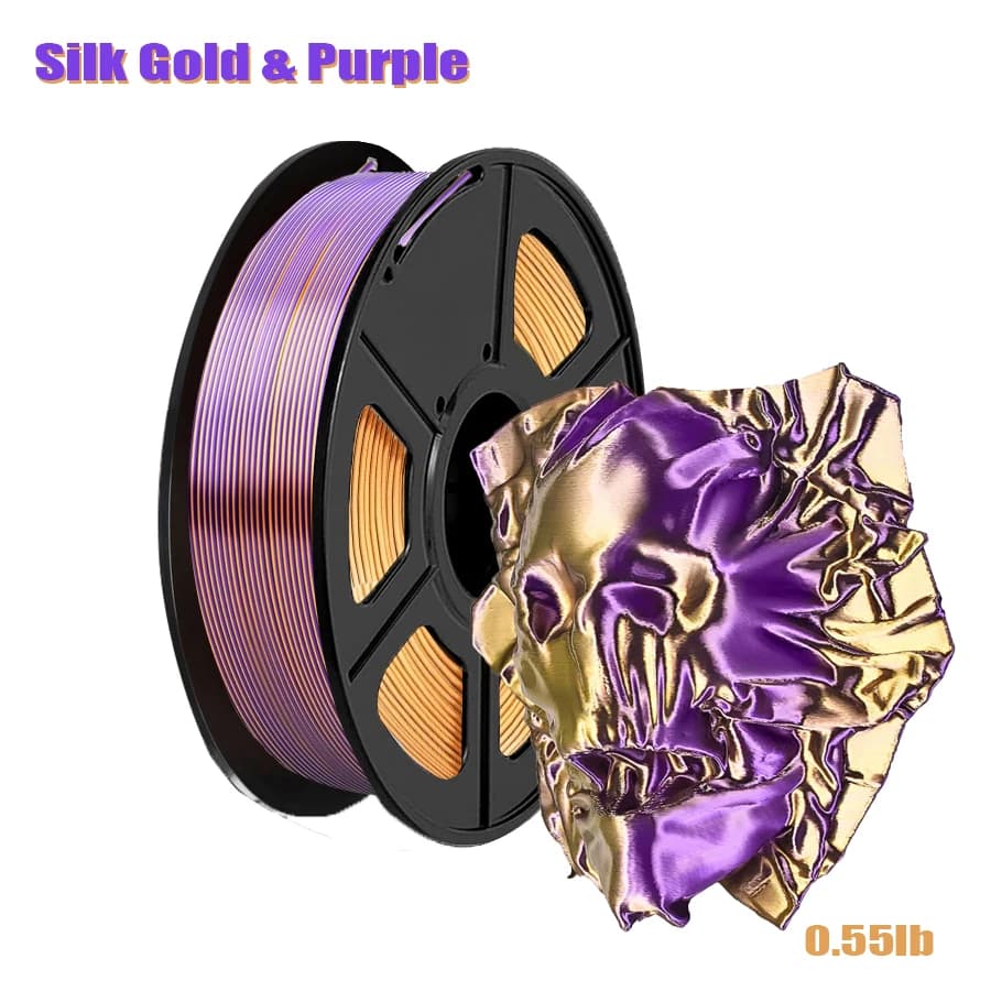 Filamento di seta PLA bicolore, filamento per stampante 3D seta viola oro, filamento PLA filamento da 1,75 mm, 250 g