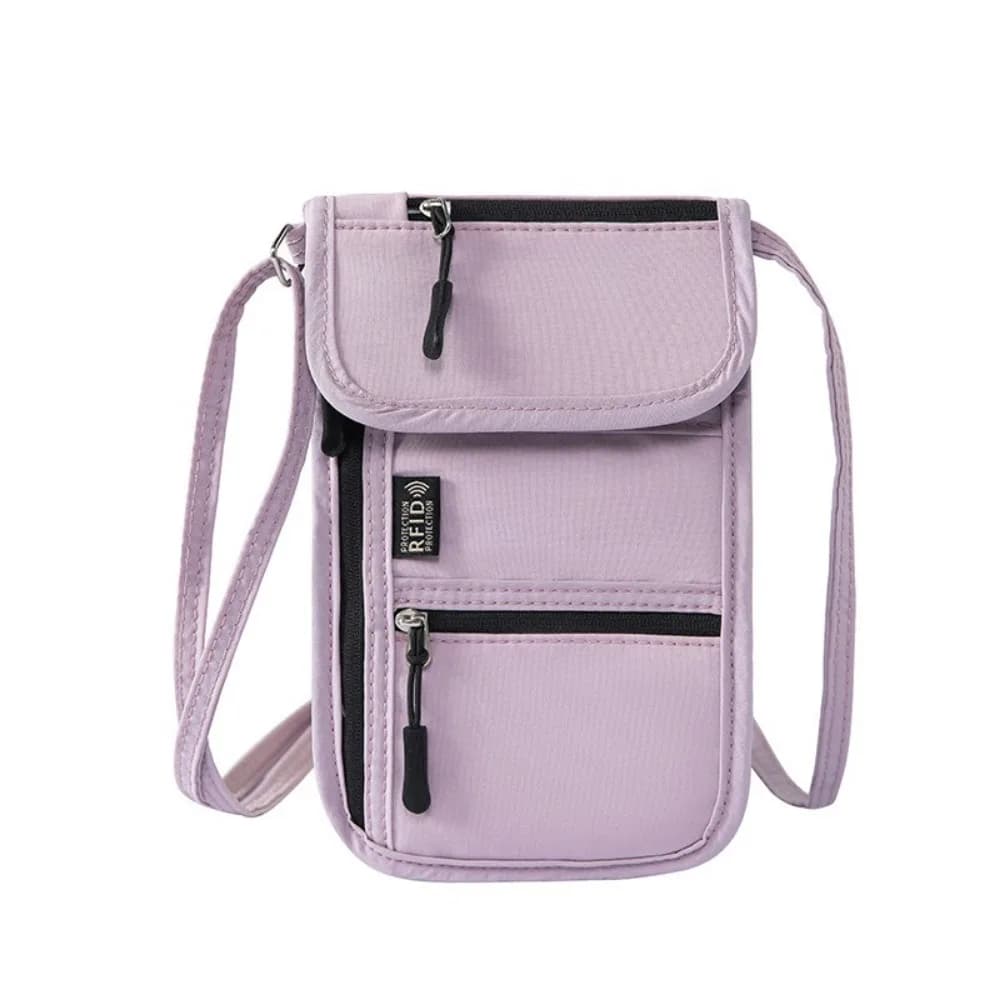 Borsa Portadocumenti in Tessuto Oxford con Tracolla Regolabile, Blocco RFID, Borsa da Collo per Telefono, Leggera e Antifurto