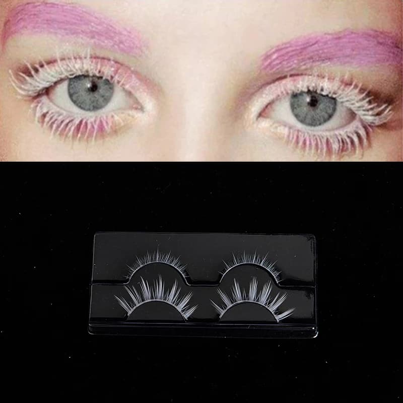 2 pairs of upper and lower white fake eyelashes, instruments for the extension of soft and light eyelashes