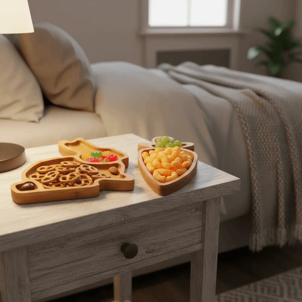 Piatto di Servizio in Legno a Forma di Coniglio, Stile Rustico, Piatti Decorativi a Forma di Carota per Pasqua, Piatti per Caramelle e Frutta Secca
