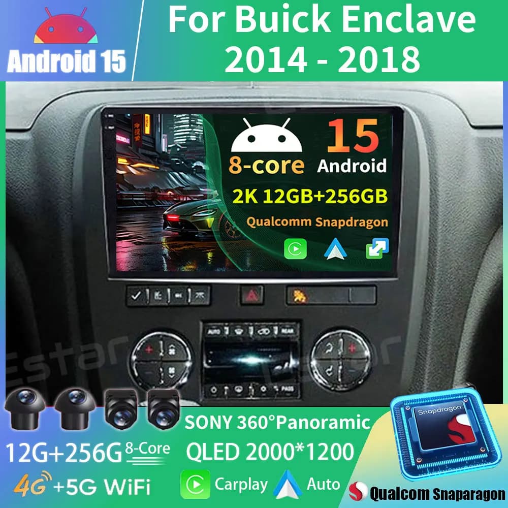 Android 15 Per Buick Enclave 2009 2010 2011 2012 2013 Autoradio Stereo Multimediale di Navigazione GPS Video Player Wireless Carplay
