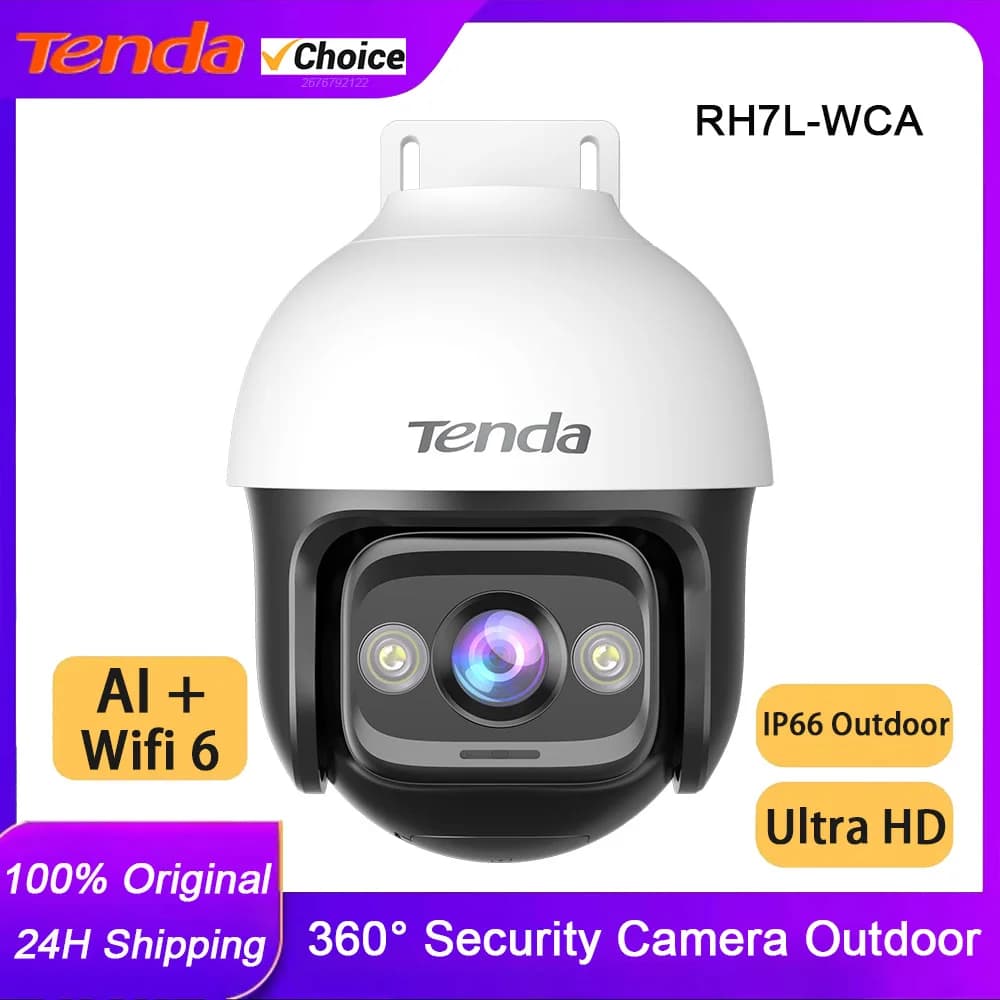 Telecamere di sicurezza Tenda Telecamera WiFi 6 da esterno 5MP 360 ° Pan/Tilt, visione notturna a colori, modalità pattuglia, rilevamento di persone/veicoli AI