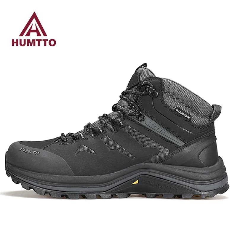 HUMTTO Scarpe da trekking Stivali da caccia impermeabili da uomo Stivali da trekking tattici da combattimento nel deserto Scarpe da ginnastica da uomo in pelle di mucca calda