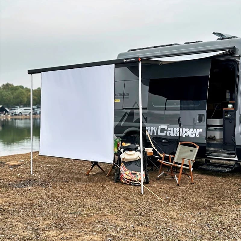 Schermo di proiezione pieghevole per camper, kit schermo per proiettore con tendalino a canale C e bordo per tenda laterale per auto da campeggio all'aperto