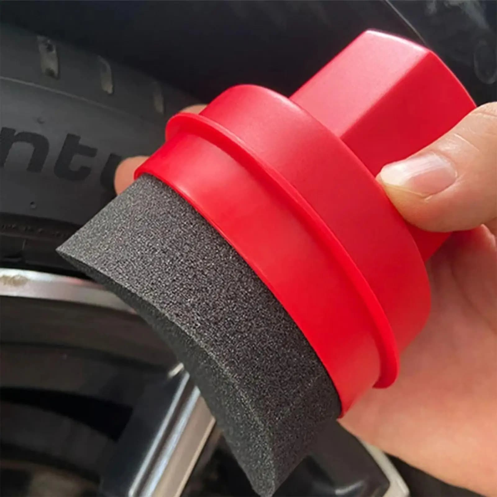 Spugna curva per lucidatura e ceratura pneumatici auto con copertura, applicatore per pulizia pneumatici, facile da usare, tamponi per lucidatura auto