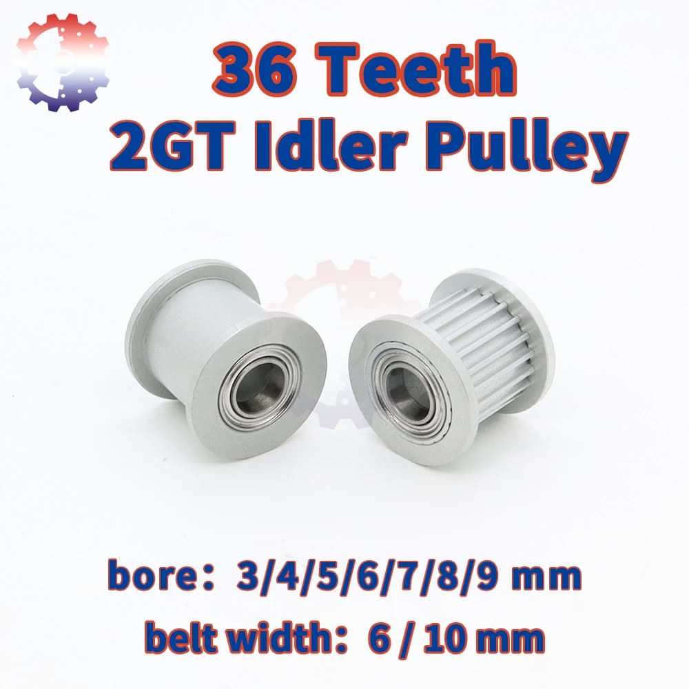 36 denti 2GT puleggia dentata folle foro 3 4 5 6 7 8 9mm larghezza cinghia folle 6mm 10mm parti della stampante 3D 36 denti 36 T 2M 2MGT GT2 folle