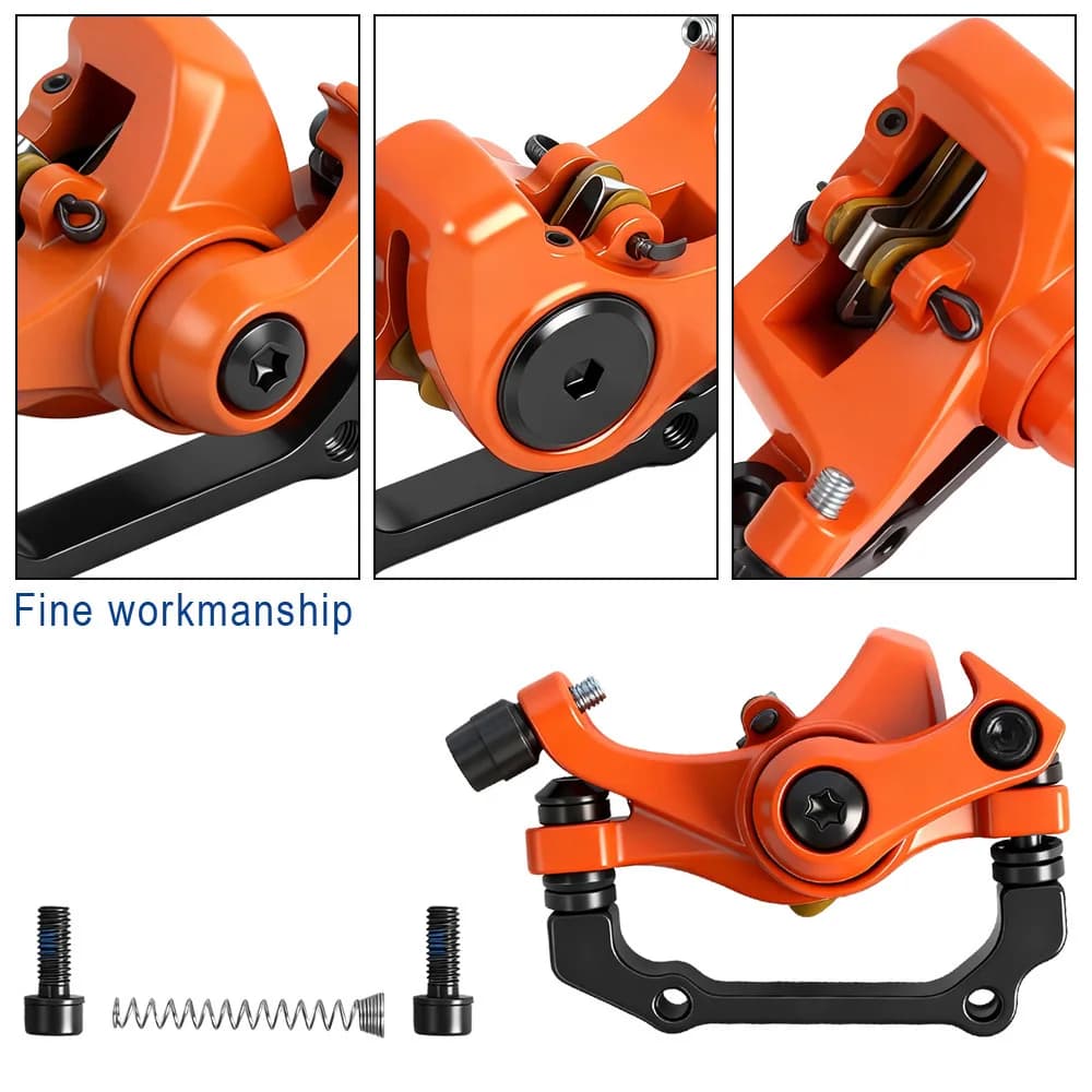 1 Set Front Disc Brake Kit For Kukirin G4 Electric Scooter Metal Brake Mount With Dual Pads And Screws, Orange Replacement Part