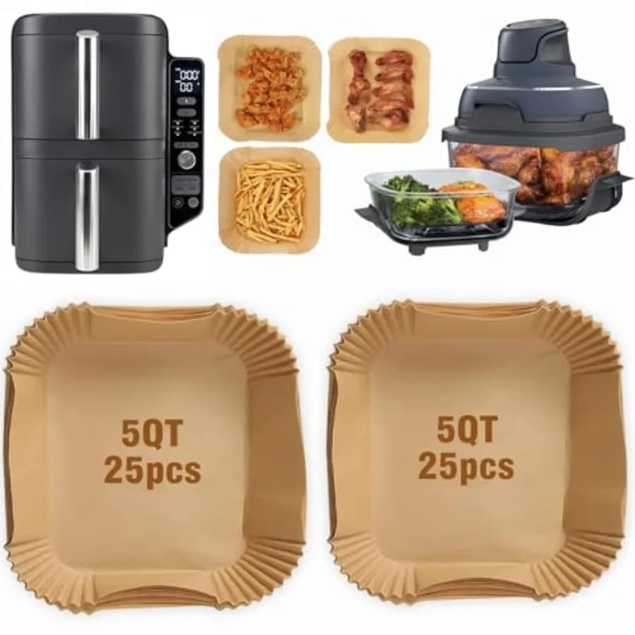 Air Fryer Liners for Ninja DoubleStack SL401 8-10QT: Disposable Paper Liners for SL201 8QT, SL401 10QT and Crispi 4 QT, Double