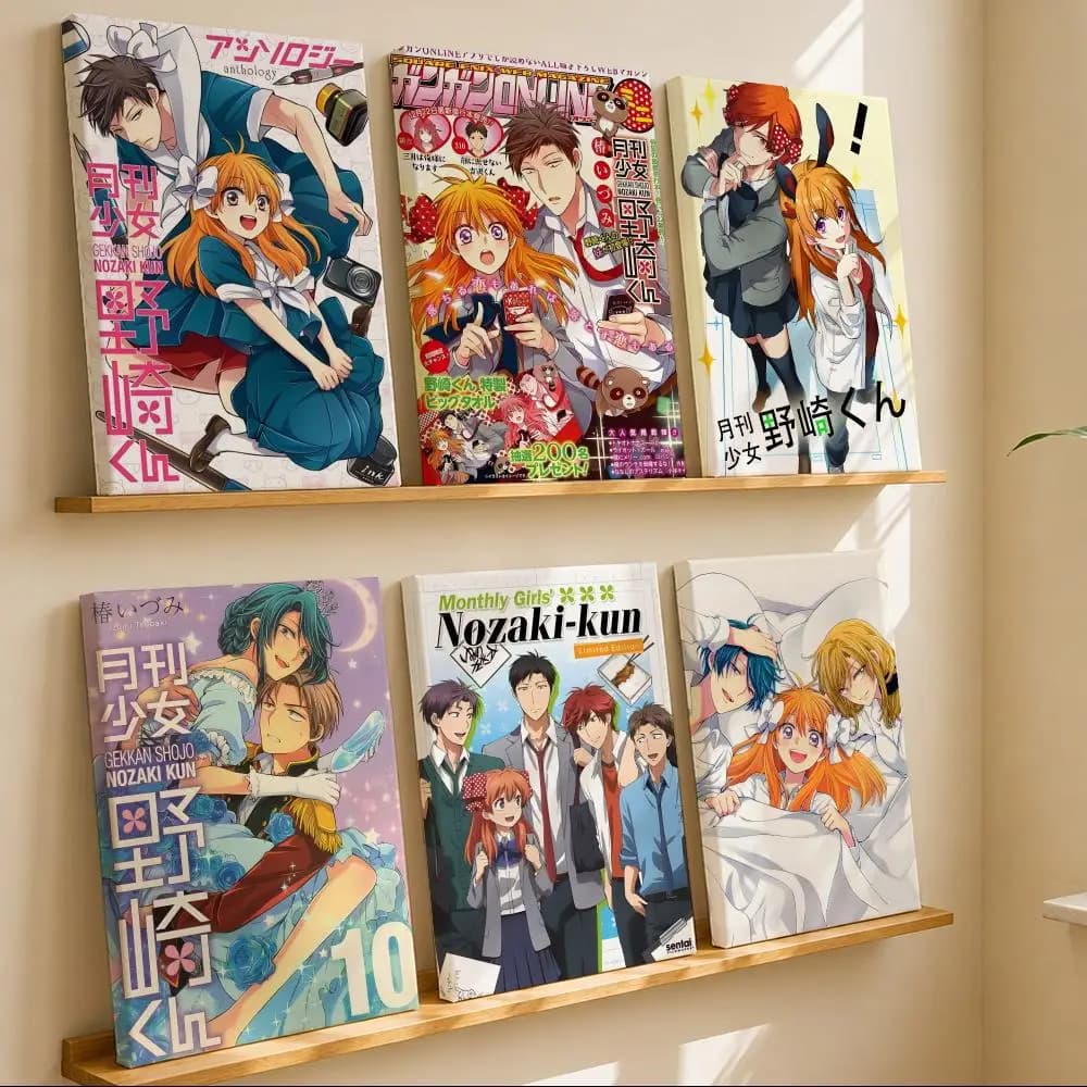 M-Monthly Girl Nozakis kun Anime Framed Wall Painting Canvas Art Poster with Solid Wood Frame for Living Room Home Decor