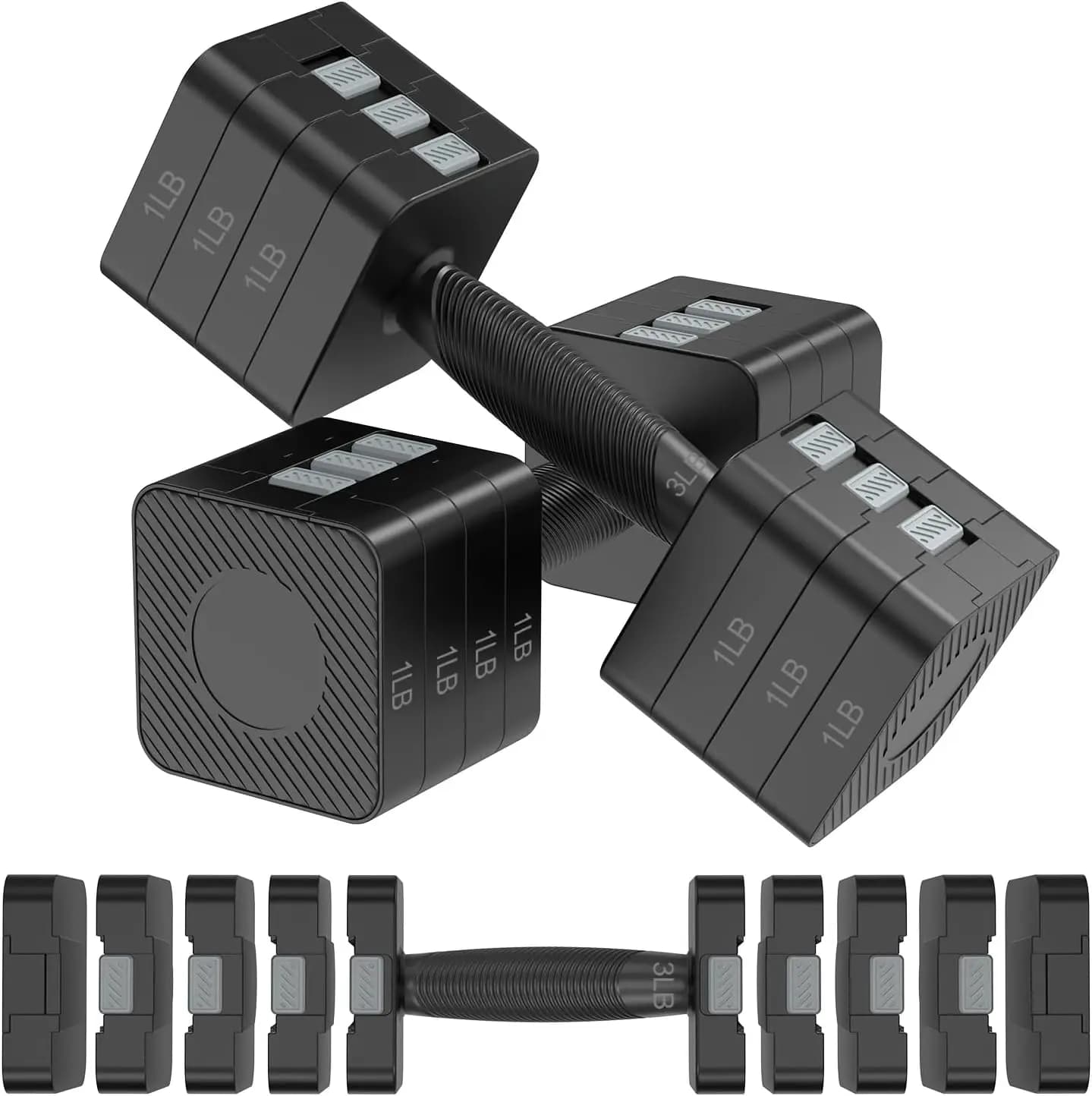 Set di manubri regolabili con 5 livelli di peso per allenamento completo di palestra domestica