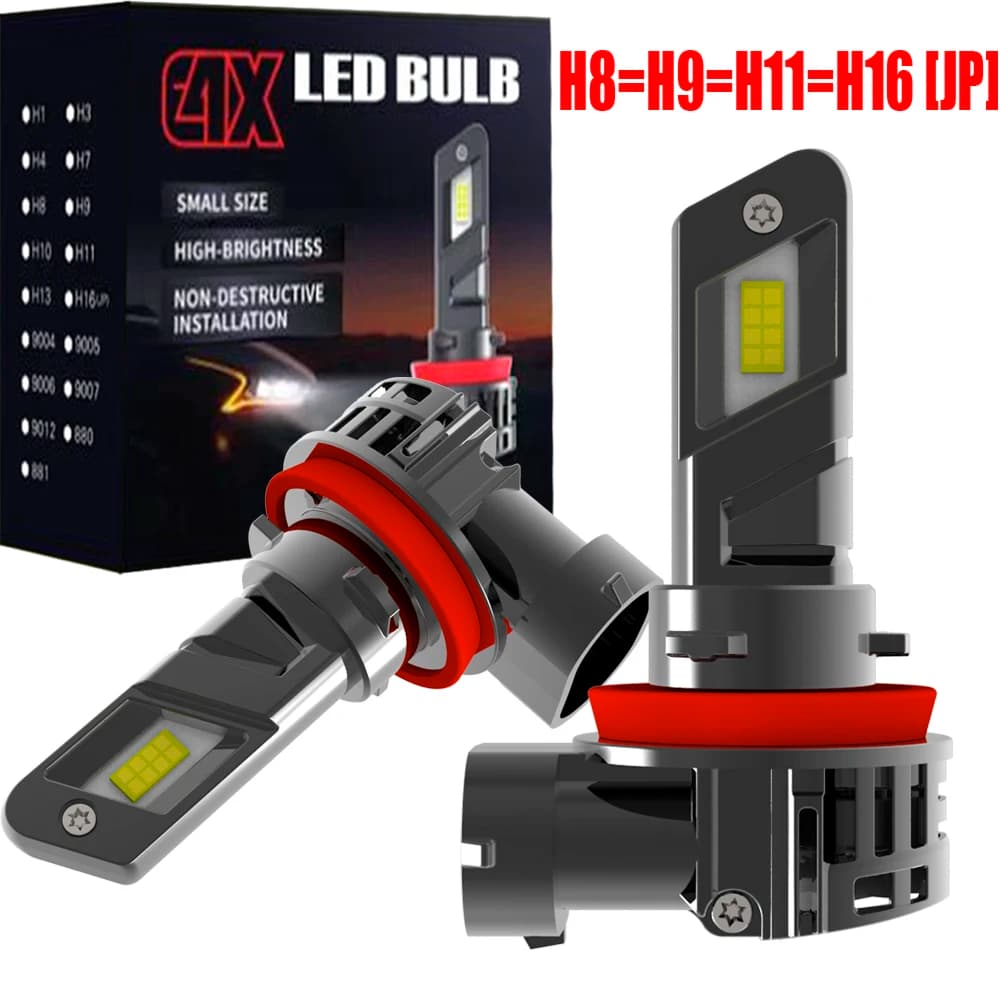 2 Pezzi Lampadine LED H8 H9 H11 H16JP 55W ad Alta Potenza, Senza Errori Canbus, Bianche per Fari Auto e Fendinebbia, 12V per Auto e Moto