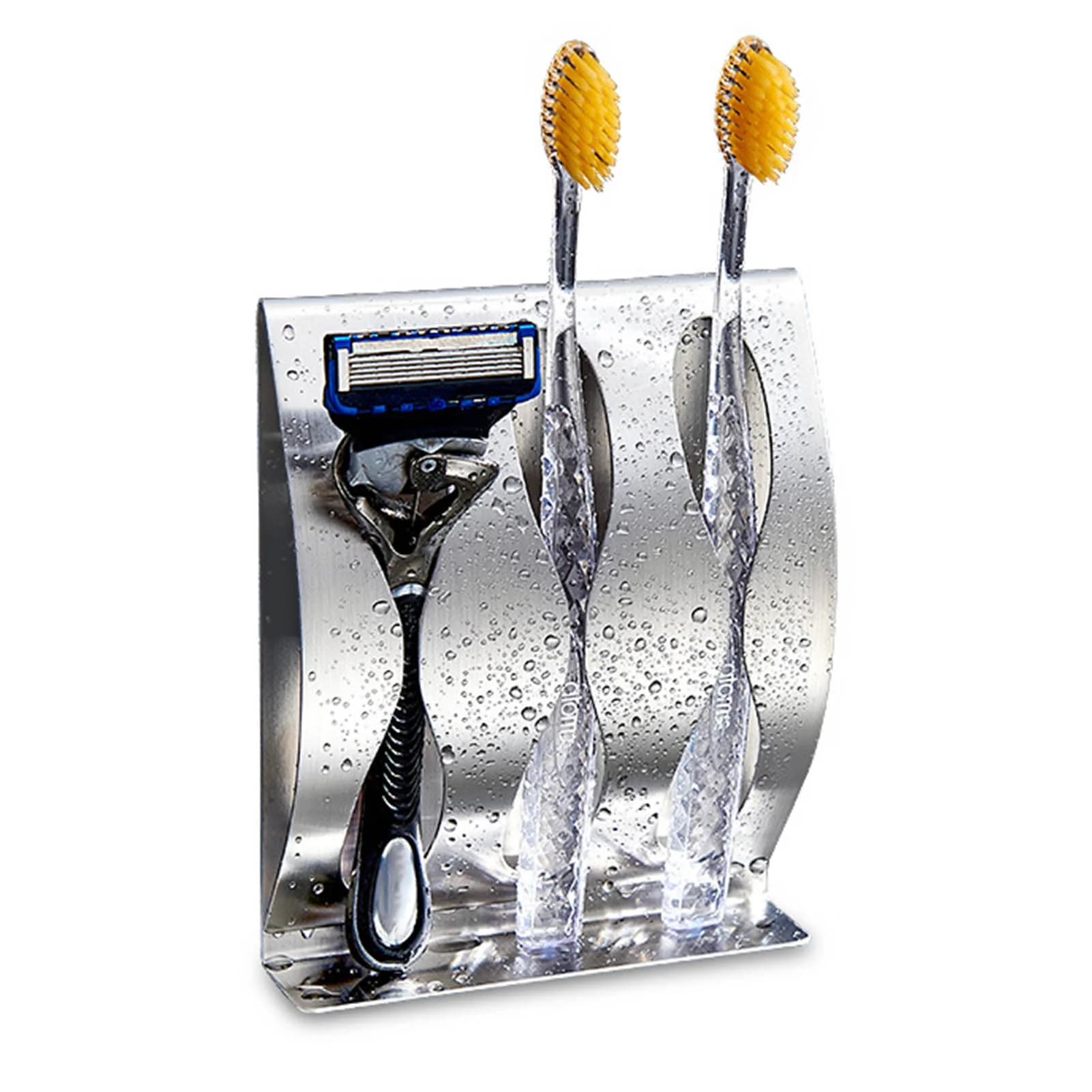 Toothbrush Holder 3 Slots Stainless Steel Razor Storage Rack Wall Mount for Home Bathroom