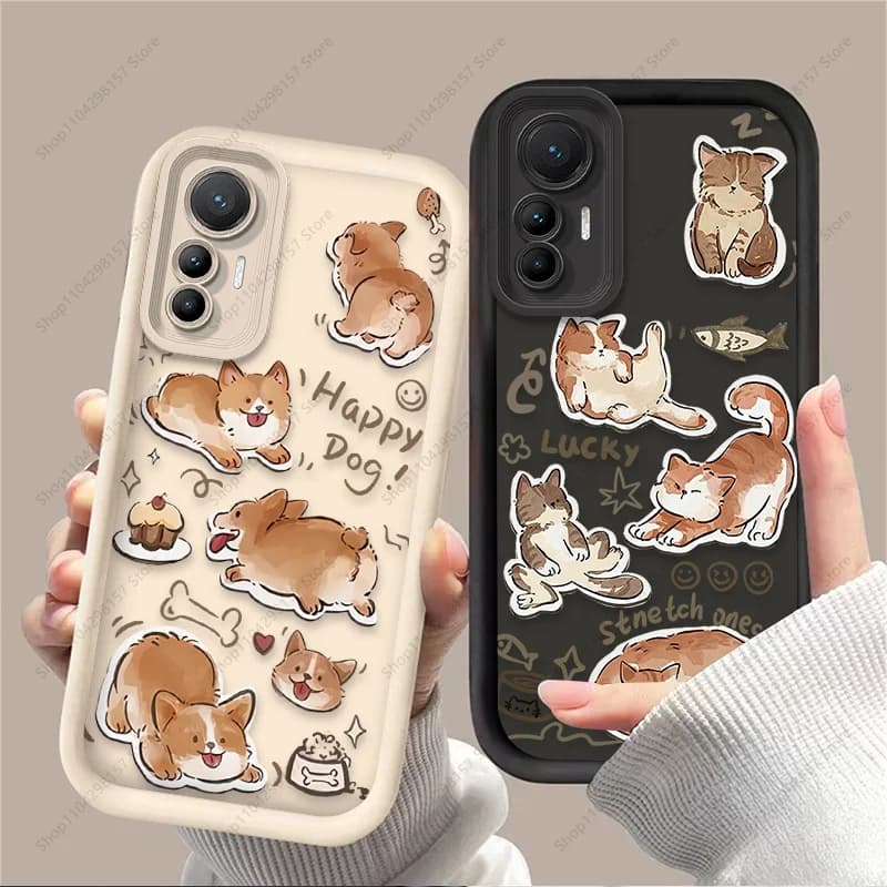 Lovely Cartoon Cat Dog Case For Xiaomi Poco X6 X7 F5 F6 X5 X3 NFC F3 M6 Pro 4G Mi 13 12 11 Lite 5G 14 13T 12T 11T 14T Pro Cover