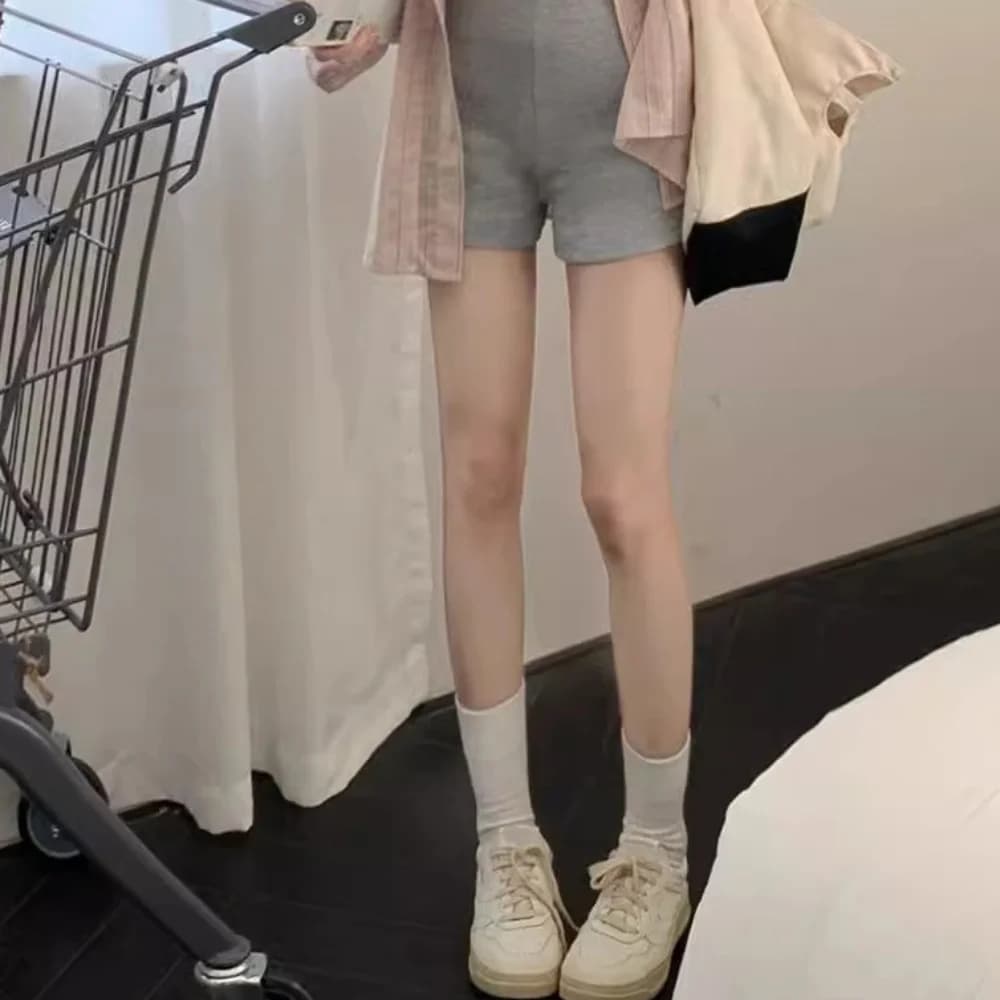 Pantaloncini da ciclismo sicuri da donna, tinta unita, a vita alta, estivi, hot pants, larghi, per casa, pigiameria, viaggio
