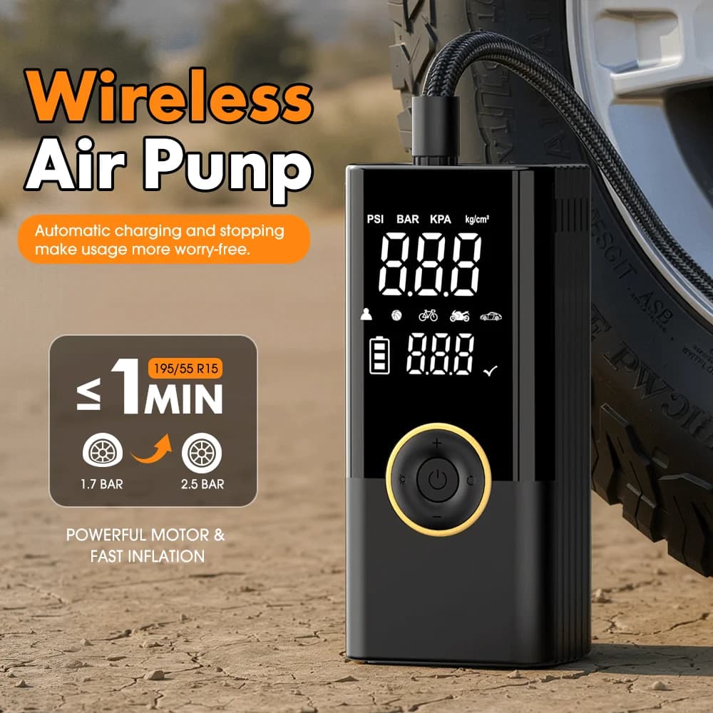 Carsun Portable Wireless Tire Pump Precise Pressure Air Compressor Fast Inflation Tool for Car Motorcycle Bike Sports Balls