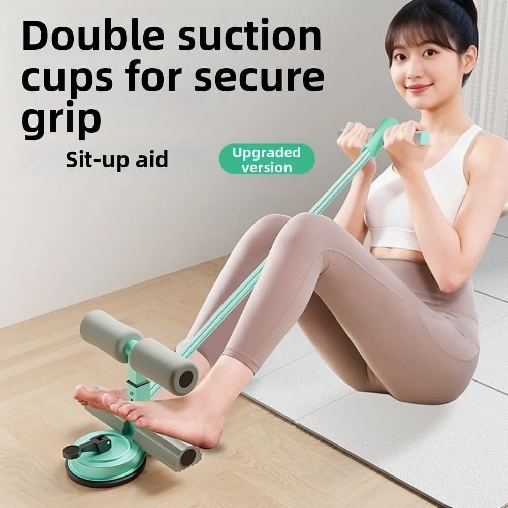 Barra di supporto per sit-up con doppie ventose, corda di tensione e supporto per caviglie, attrezzatura fitness regolabile in altezza e antiscivolo