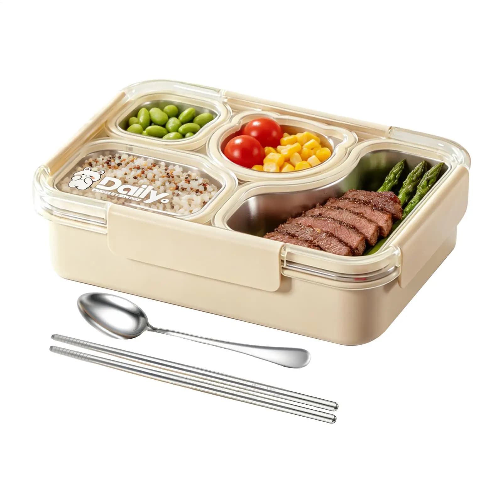 Lunch Box With Cutlery Multi-Compartment Microwave Safe Adult Lunch Box Food Holder For Kids Boys Girls Women Men Home School
