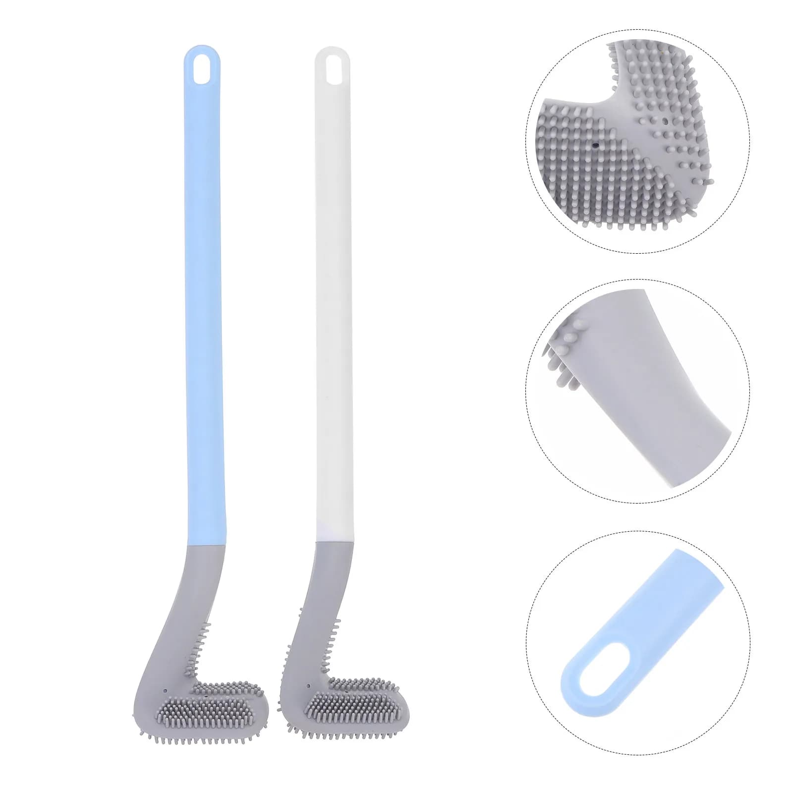 2Pcs Toilet Cleaning Brush High Quality Material Hanging Holder Long Handle Bathroom Brush for Home Hotel Office